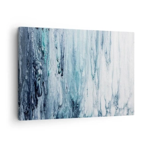 Tablou pe pânză Canvas - Dungi abstracte albastre și albe care seamănă cu țurțuri - 70x50cm - Țurțuri de albastru - Decorațiune modernă pentru perete pentru living și dormitor ARTTOR