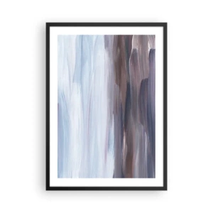 Poster în ramă neagră - Pensule abstracte în nuanțe de albastru și maro - 50x70cm - Elemente: apă - Decorațiune modernă pentru perete pentru living și dormitor ARTTOR