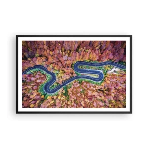 Poster în ramă neagră - Un drum șerpuit prin pădure - 91x61 cm