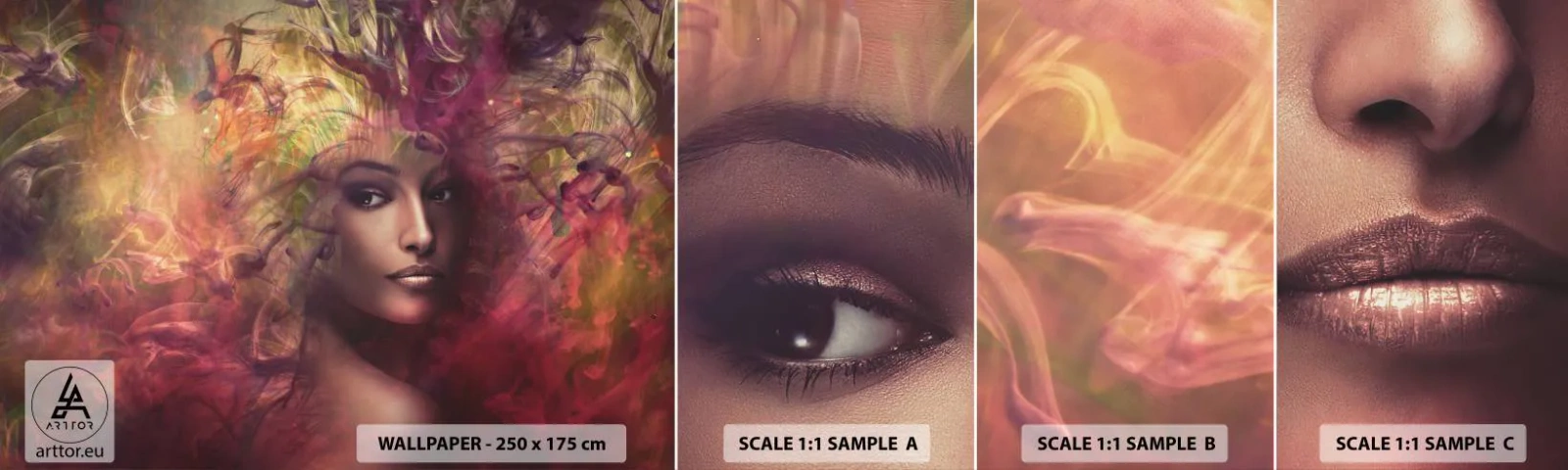 Mostră tapet autocolant Deluxe Sticker - Iată-mă! - Femeie, Chipul de femeie, Corp - 100x30 cm