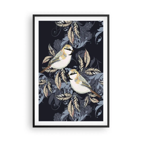 Poster în ramă neagră - Ciripirile galben-albastru - 61x91 cm