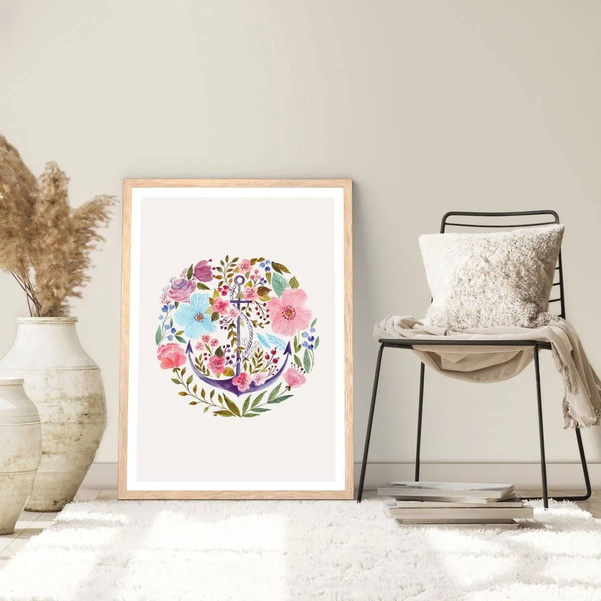 Poster în ramă de stejar deschis - Somnul bun al marinarului - 70x100 cm