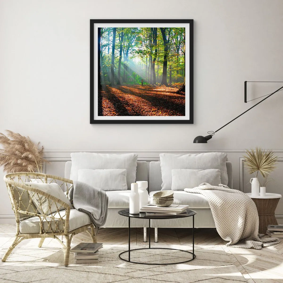 Poster în ramă neagră - Străluciri și umbre - 60x60 cm