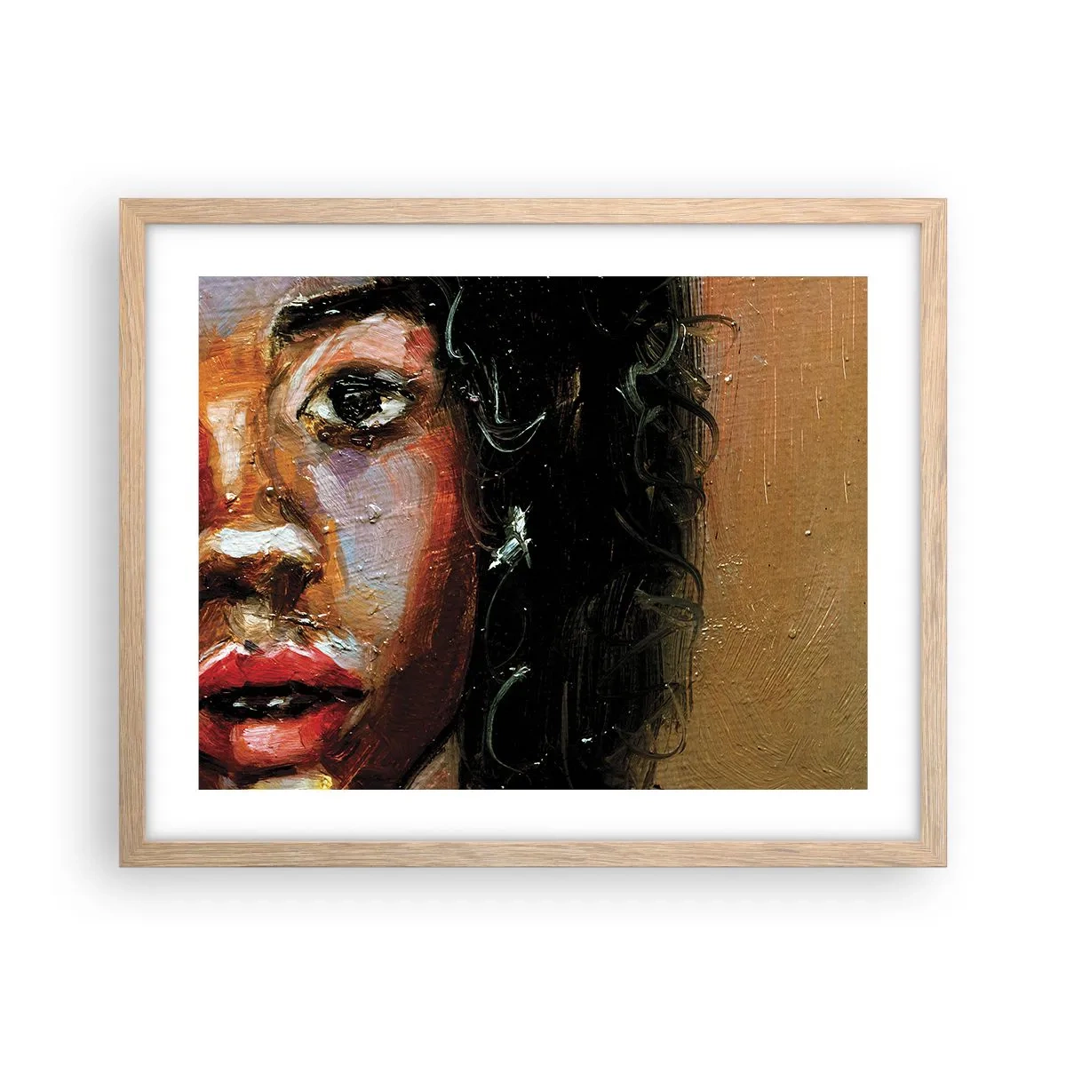 Poster în ramă de stejar deschis - Negru și strălucire - 50x40 cm