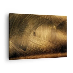 Tablou pe pânză Canvas - Tușe de pensulă abstracte aurii - 70x50cm - Într-un labirint de aur - Decorațiune modernă pentru perete pentru living și dormitor ARTTOR