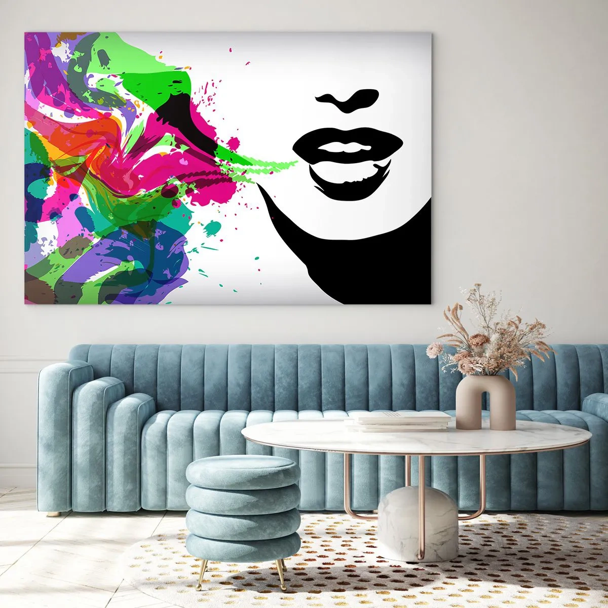 Tablou pe sticlă - O poveste în culorile curcubeului - 120x80 cm