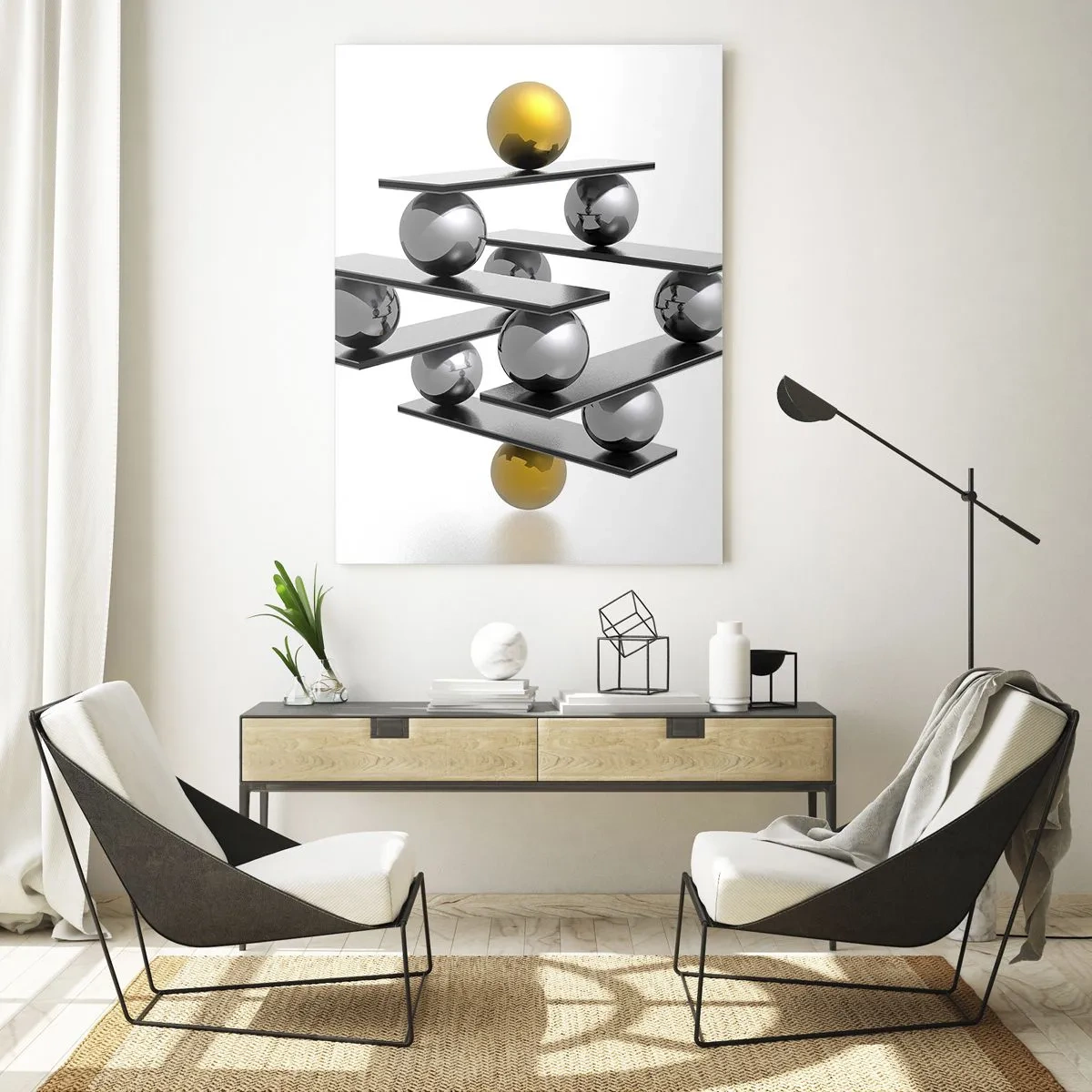 Tablou pe sticlă - Balanța aur-argint - 50x70 cm