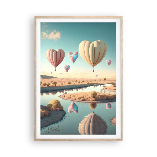 Poster în ramă de stejar deschis - Iubirea ne înalță - 70x100 cm