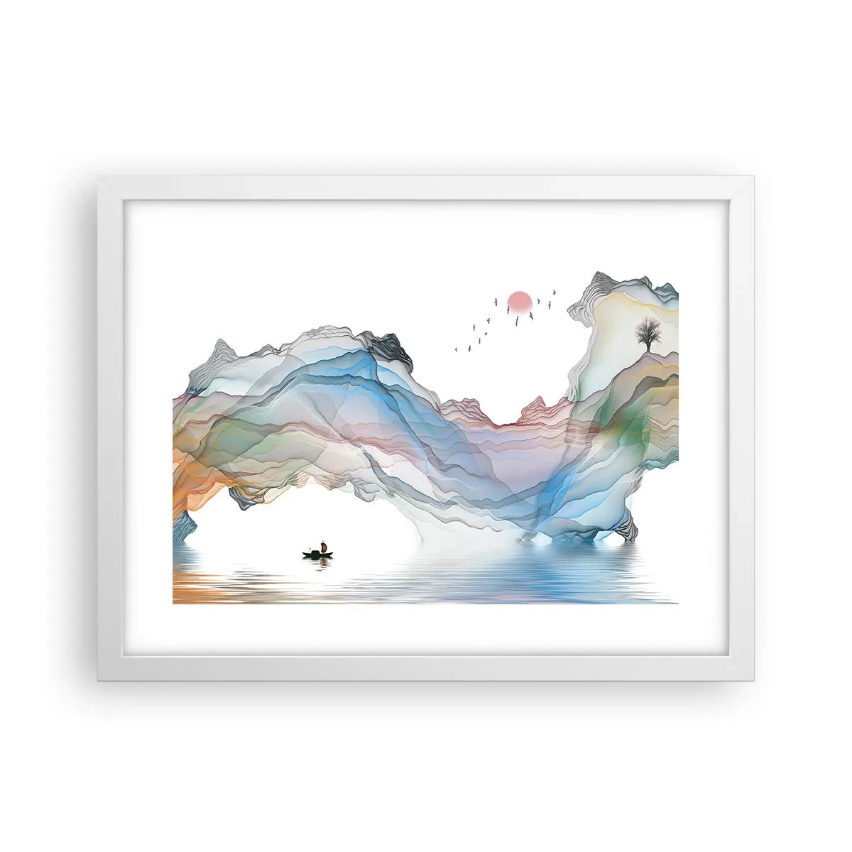 Poster în ramă albă - Spre munții de cristal - 40x30 cm