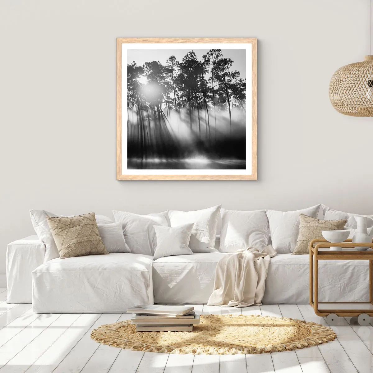 Poster în ramă de stejar deschis - Soare de neoprit - 30x30 cm