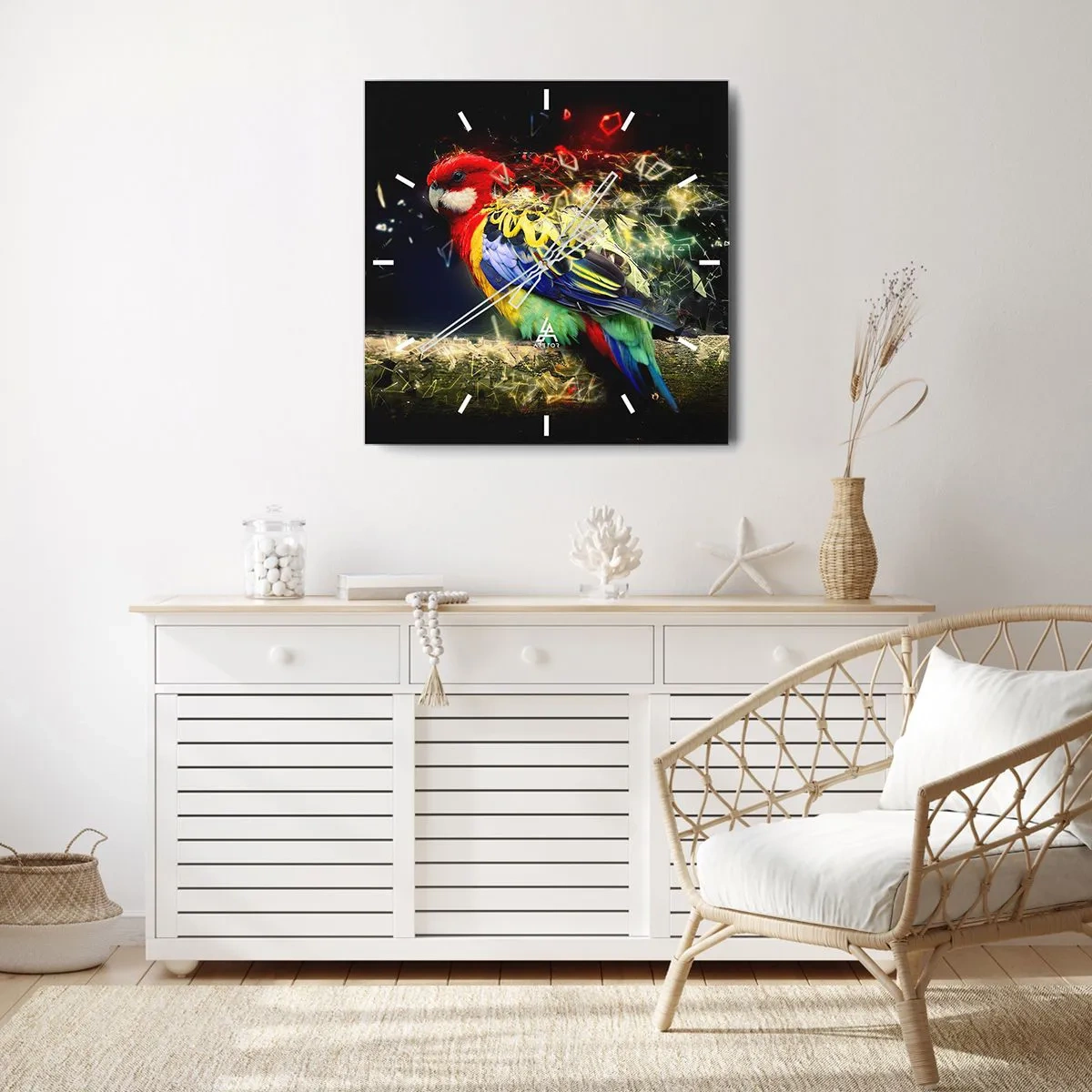 Ceas de perete - Ceas pe sticlă - Mesagerul strălucirii - 40x40 cm