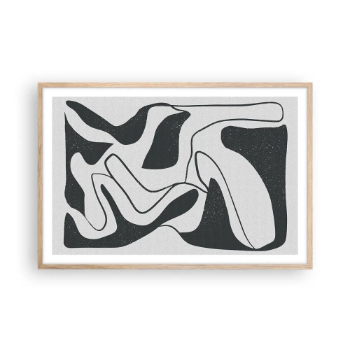 Poster în ramă de stejar deschis - Distracție abstractă în labirint - 91x61 cm