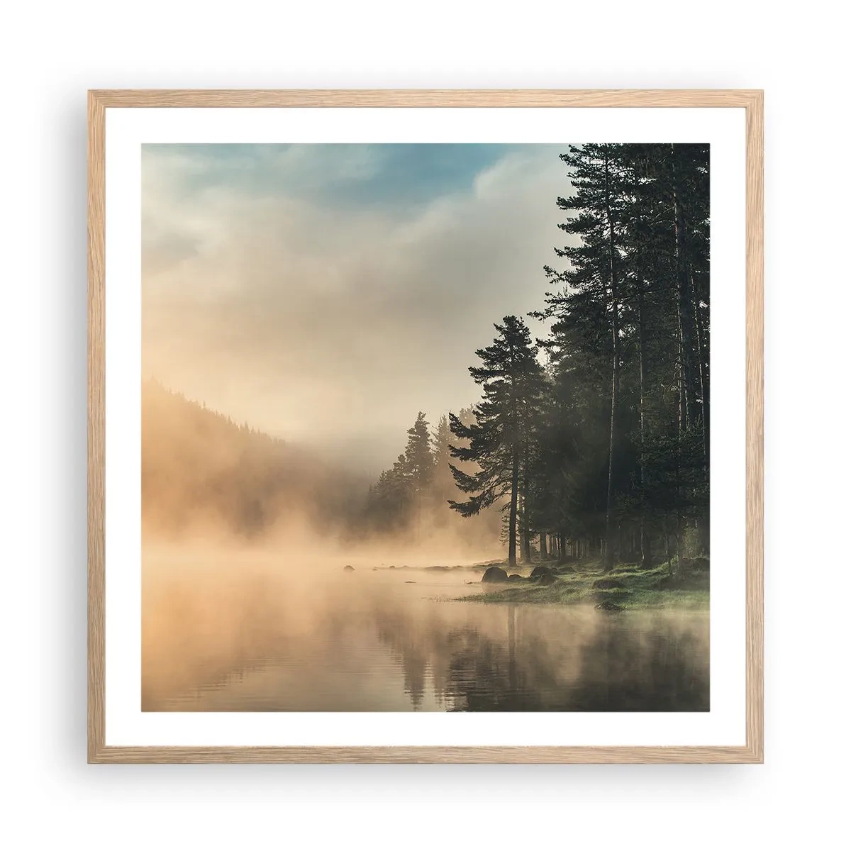 Poster în ramă de stejar deschis - Nașterea unei zile - 60x60 cm