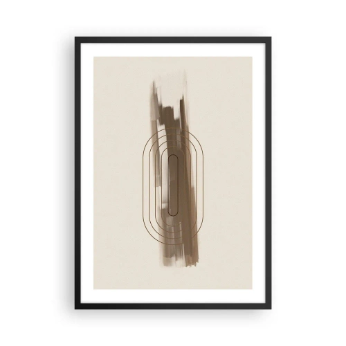 Poster în ramă neagră - Formă geometrică în nuanțe de maro și bej - 50x70cm - O adiere de gri - Decorațiune modernă pentru perete pentru living și dormitor ARTTOR