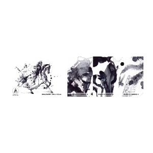 Mostră tapet autocolant Deluxe Sticker - Cavalerul negru - Abstracția, Cavaler Călare, Armura de cavaler - 100x30 cm
