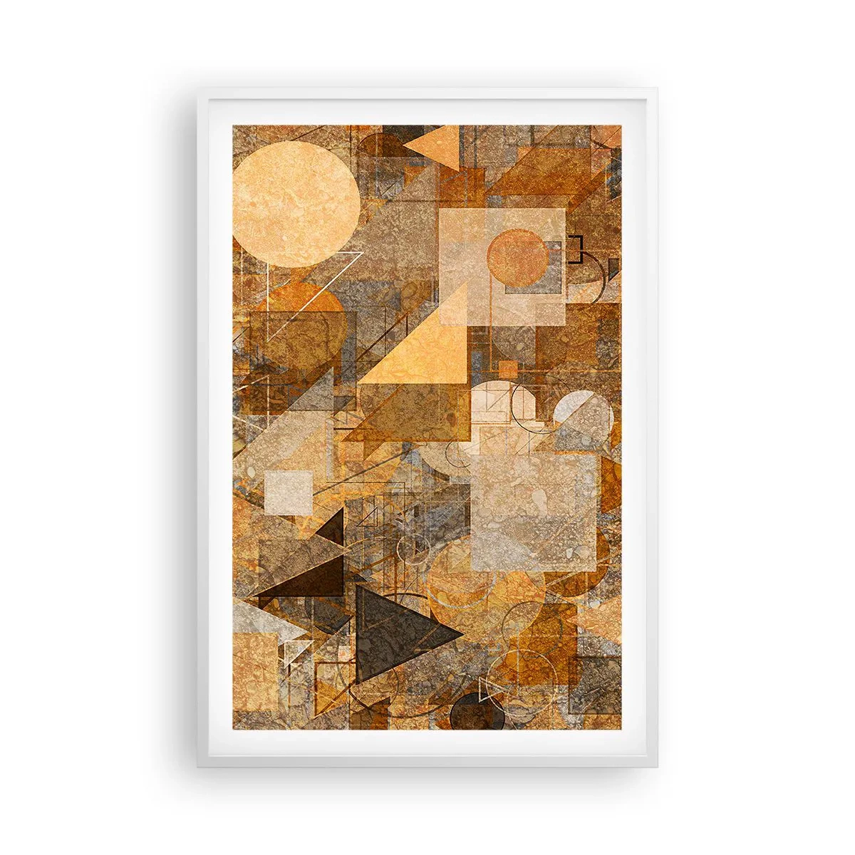 Poster în ramă albă - Studiu cubist de bronz - 61x91 cm