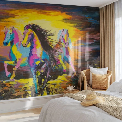 Tapet Premium Canvas - Scufundați în lumină - Animale, Cai, Libertate - 400x280 cm