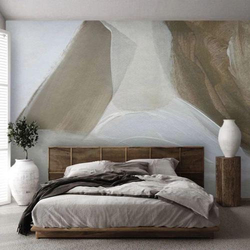 Tapet Premium Sand - Val de alb - Luminos, Bucată, Minimalist - 100x70 cm