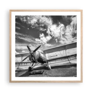 Poster în ramă de stejar deschis - Abia aștept! - 60x60 cm