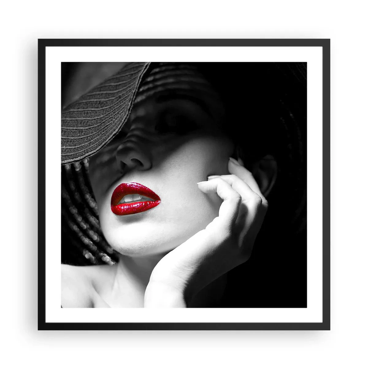 Poster în ramă neagră - Studiu în stacojiu - 60x60 cm