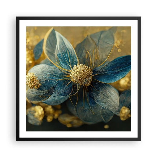 Poster în ramă neagră - Floare cu aur - 60x60 cm