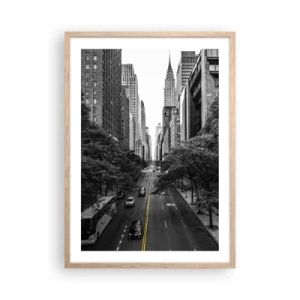Poster în ramă de stejar deschis - New York dimineața - 50x70 cm