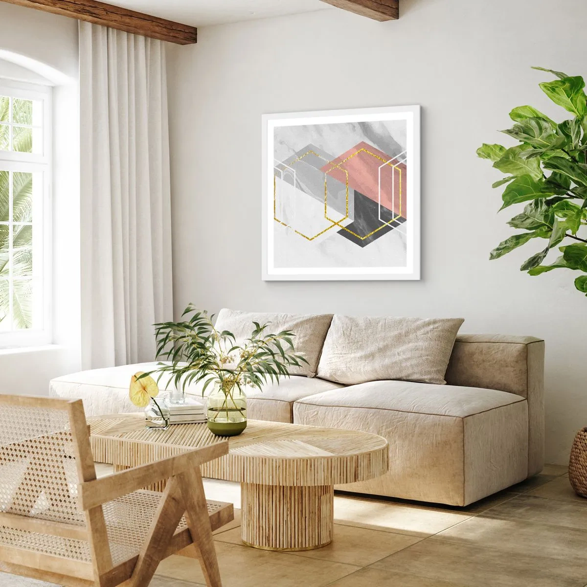 Poster în ramă albă - Compoziția lanțului - 30x30 cm