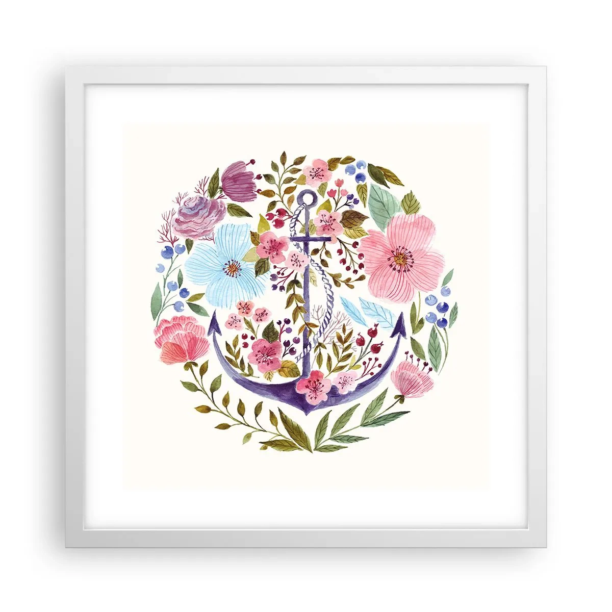 Poster în ramă albă - Somnul bun al marinarului - 40x40 cm