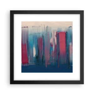 Poster în ramă neagră - Compoziție verticală în albastru și roșu - 30x30 cm