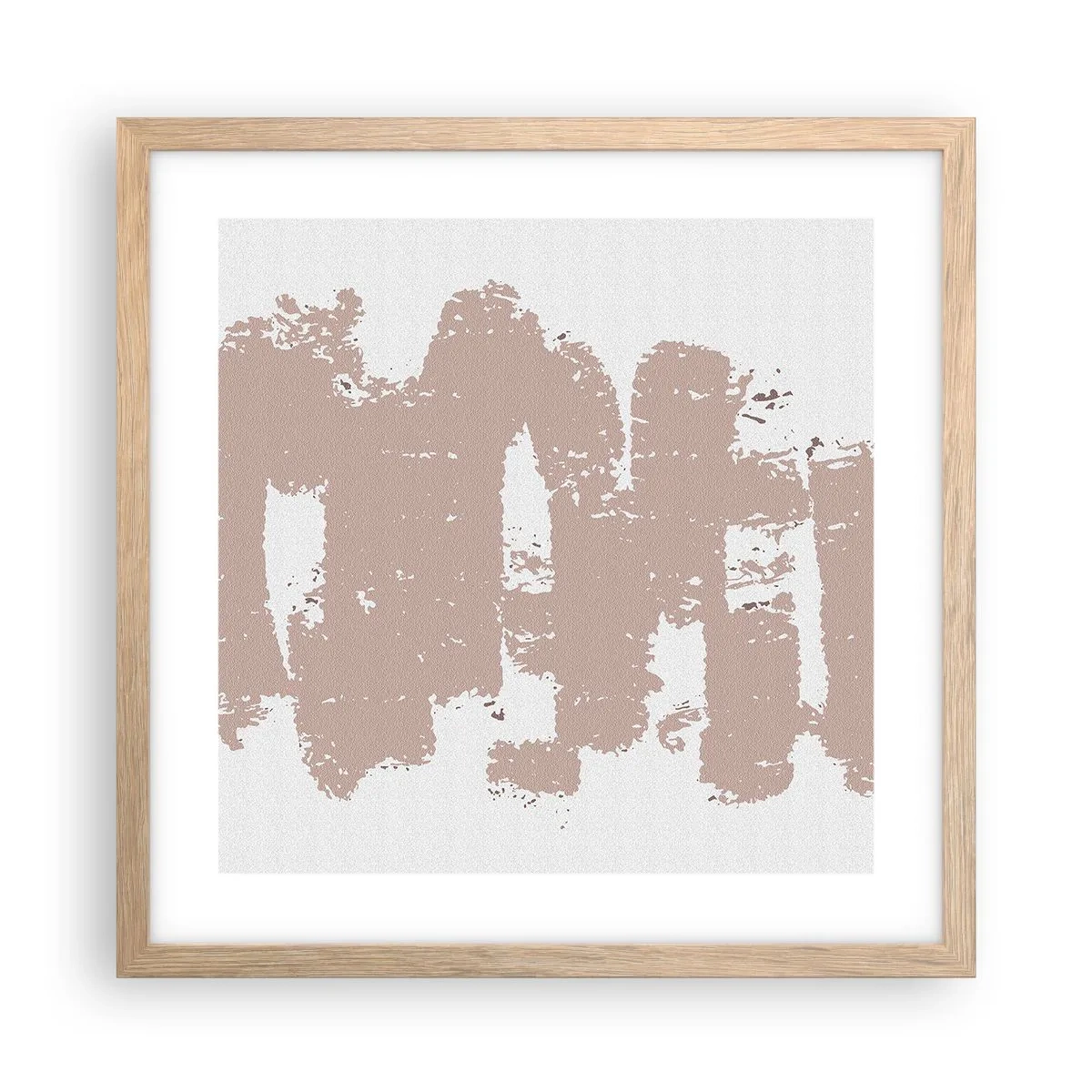 Poster în ramă de stejar deschis - Abstracție în roz moale - 40x40 cm