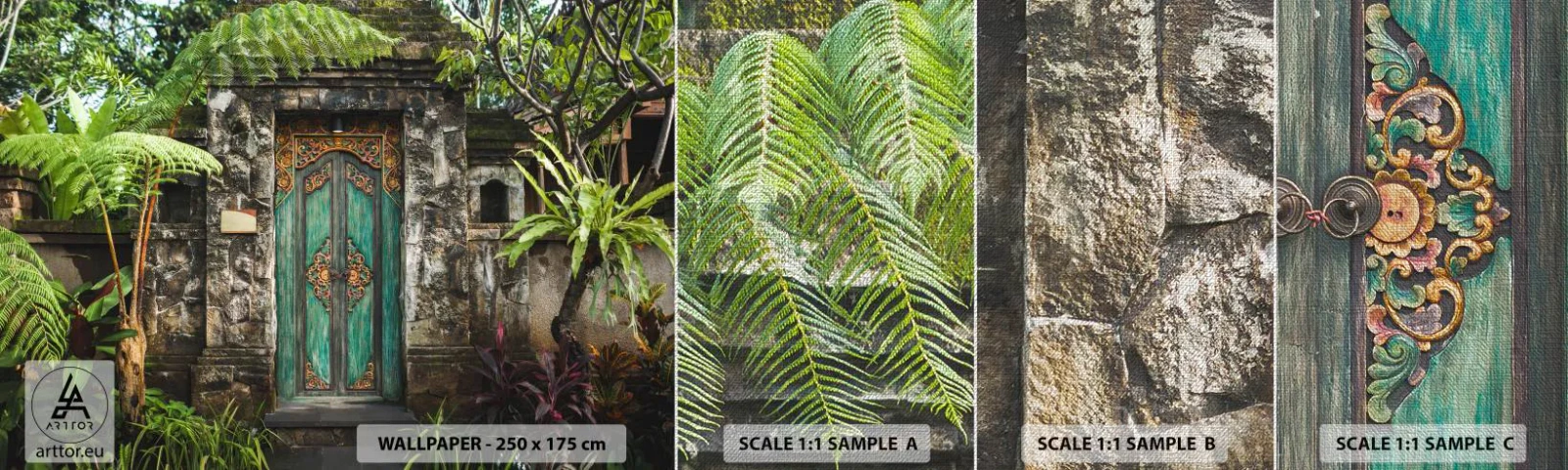 Mostră tapet Premium Canvas - O ușă către o lume exotică - Ușă Cu Ornament, Arhitectură, Mister - 100x30 cm