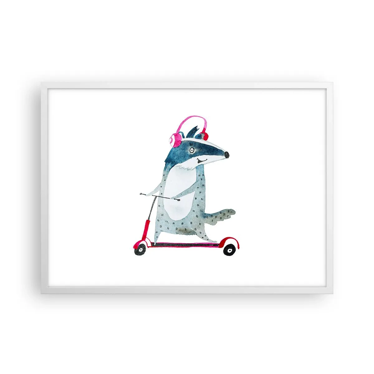 Poster în ramă albă - Bucurie de bursuc - 70x50 cm