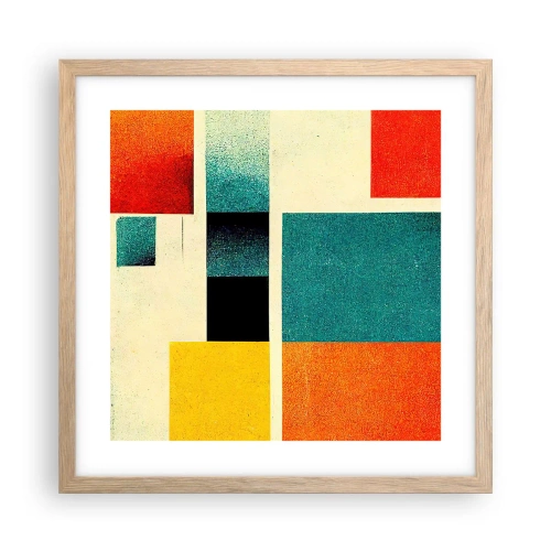 Poster în ramă de stejar deschis - Abstracție geometrică - energie bună - 40x40 cm