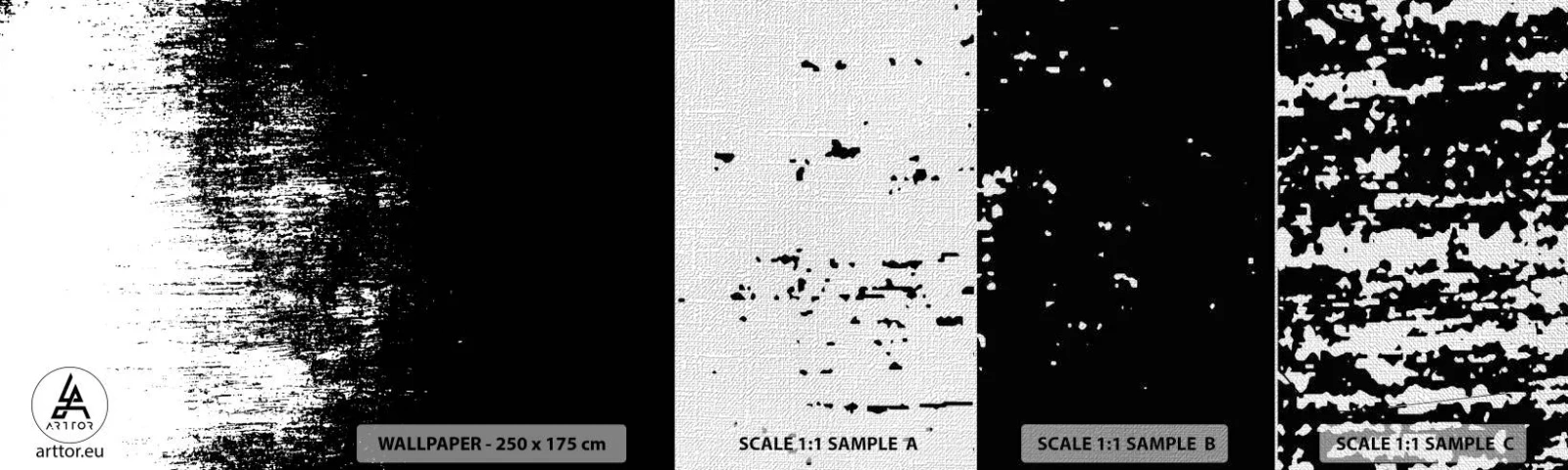 Mostră tapet Premium Canvas - Iar câștigătorul este... - Abstracția, Bucată, alb-negru - 100x30 cm