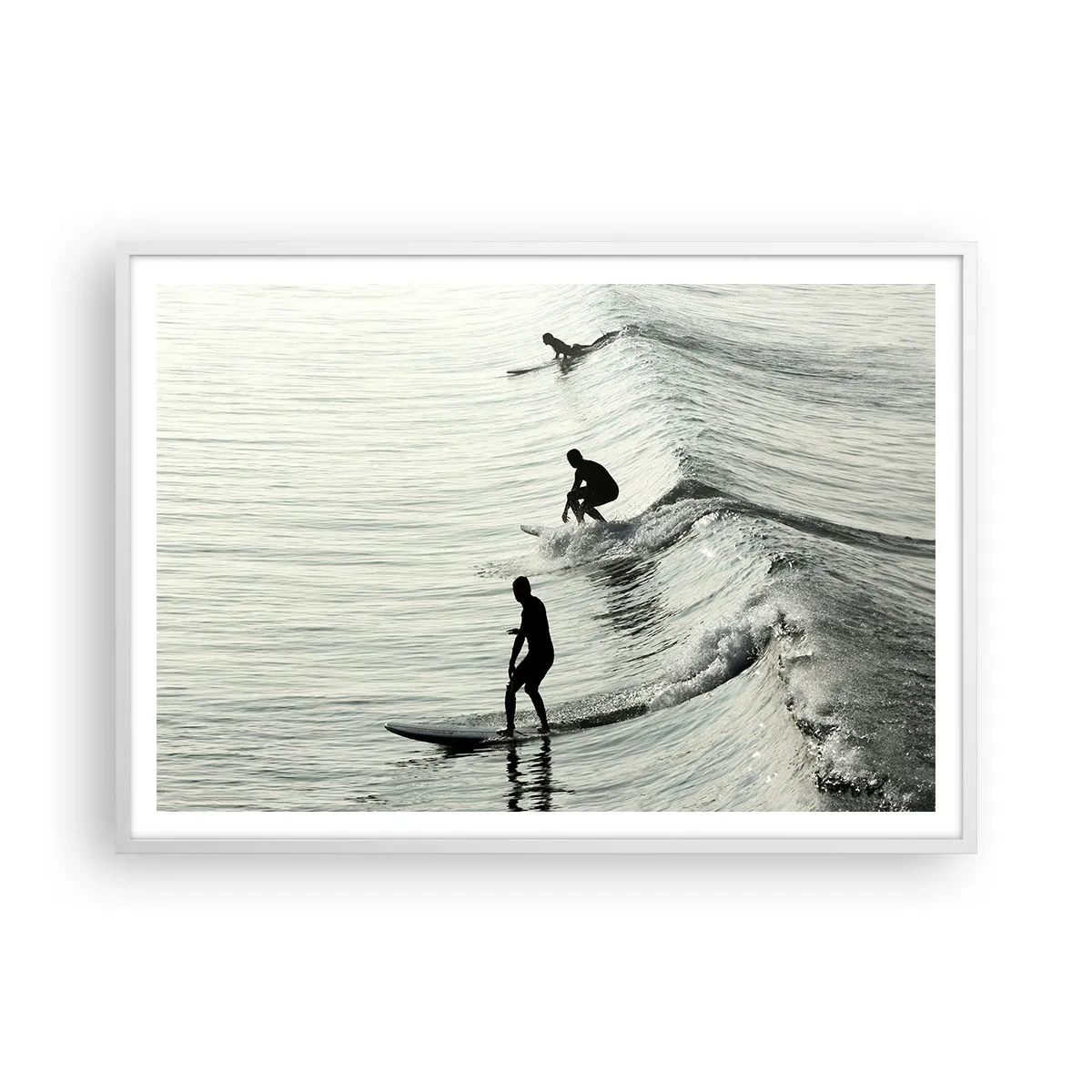 Poster în ramă albă - Pentru a întâmpina valul - 100x70 cm