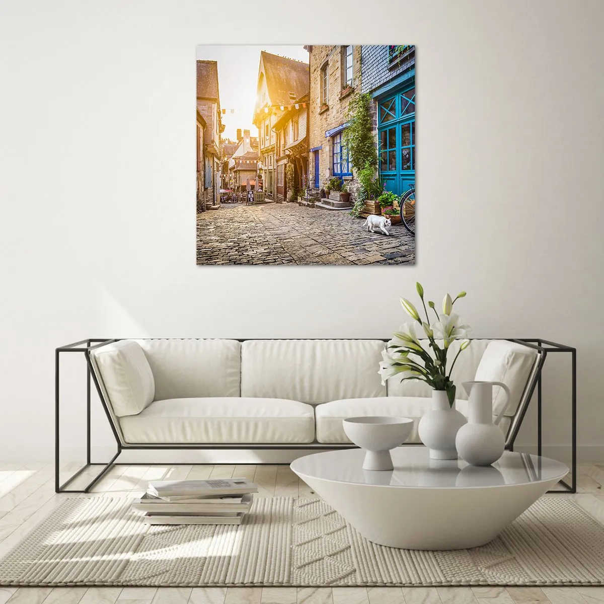 Tablou pe sticlă - Fantoma albă a orașului - 70x70 cm