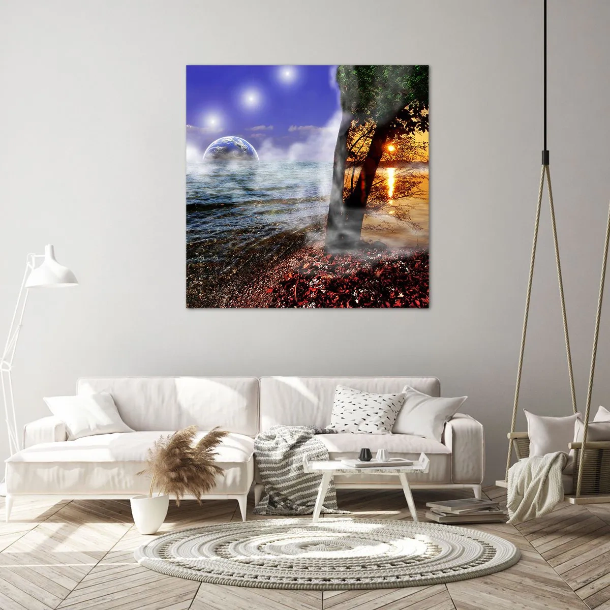 Tablou pe pânză - Peisaj suprarealist - unitatea naturii - 40x40 cm