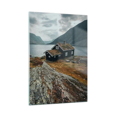 Tablou pe sticlă - Stațiune de vară lângă fiord - 50x70 cm