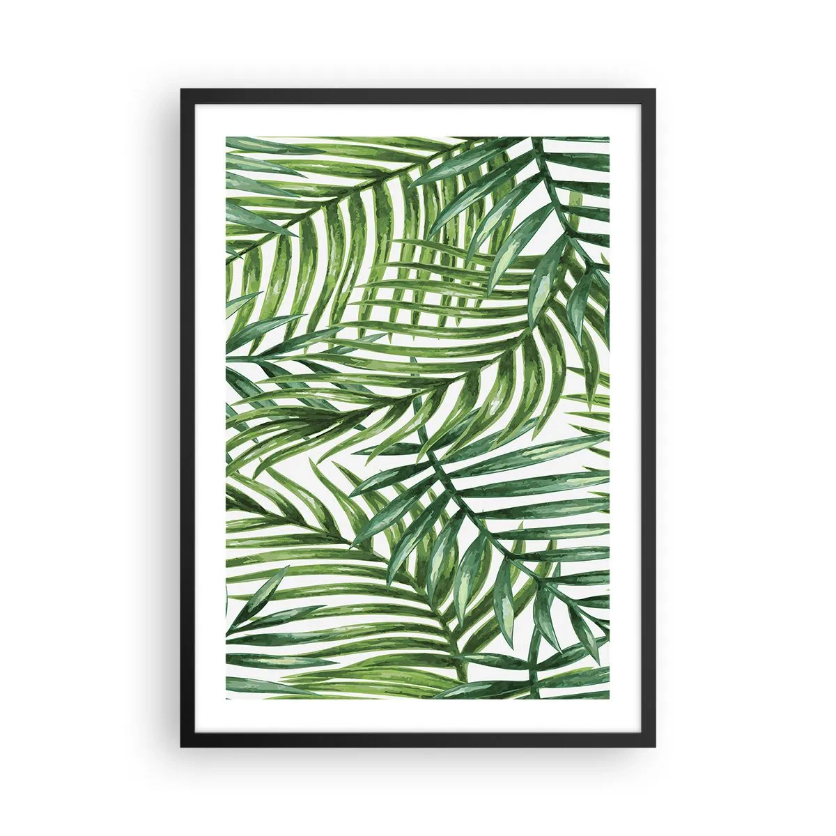 Poster în ramă neagră - Palmieri într-un model botanic minimalist - 50x70cm - Sub bolta verde - Decorațiune modernă pentru perete pentru living și dormitor ARTTOR