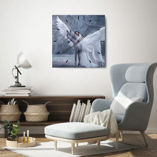 Ceas de perete - Ceas pe sticlă - Moment inspirat - 30x30 cm