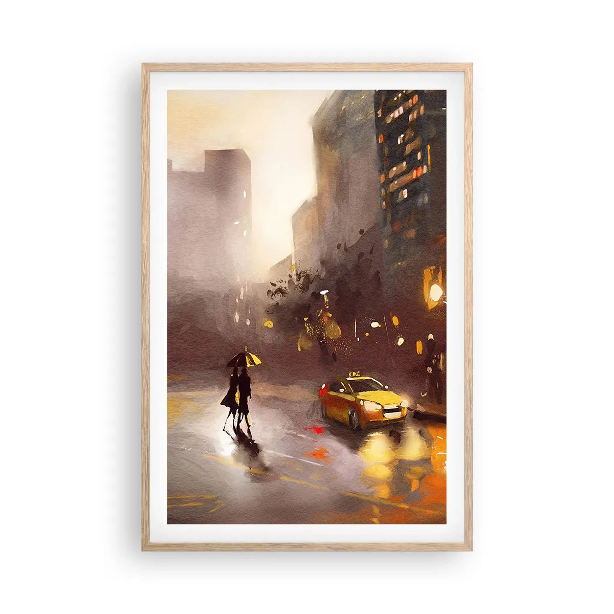 Poster în ramă de stejar deschis - În luminile New York-ului - 61x91 cm
