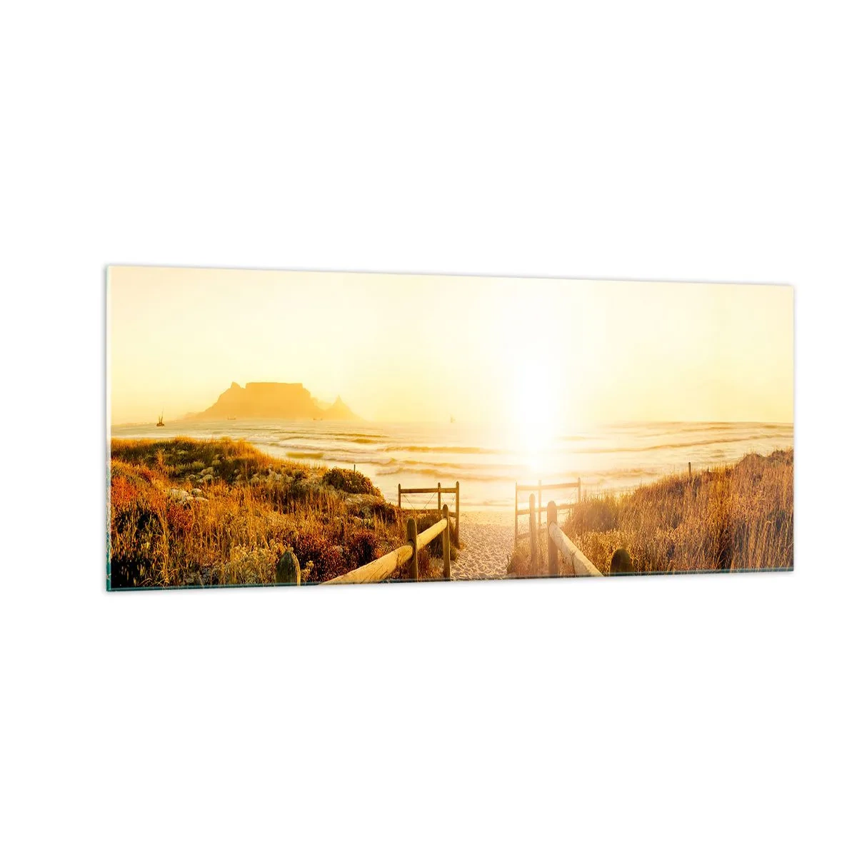 Tablou pe sticlă - Prin dune spre soare - 100x40 cm