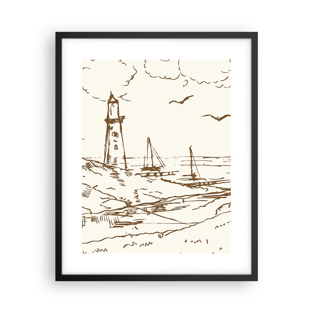 Poster în ramă neagră - Schiță de amintiri de vară - 40x50 cm