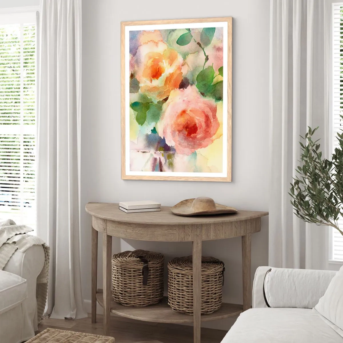 Poster în ramă de stejar deschis - Delicat ca o acuarelă - 61x91 cm