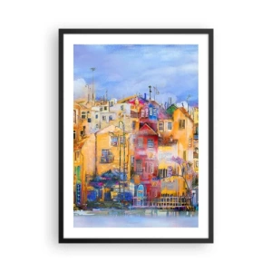 Poster în ramă neagră - Case de locuit colorate într-un stil artistic - 50x70cm - Suntem împreună - Decorațiune modernă pentru perete pentru living și dormitor ARTTOR
