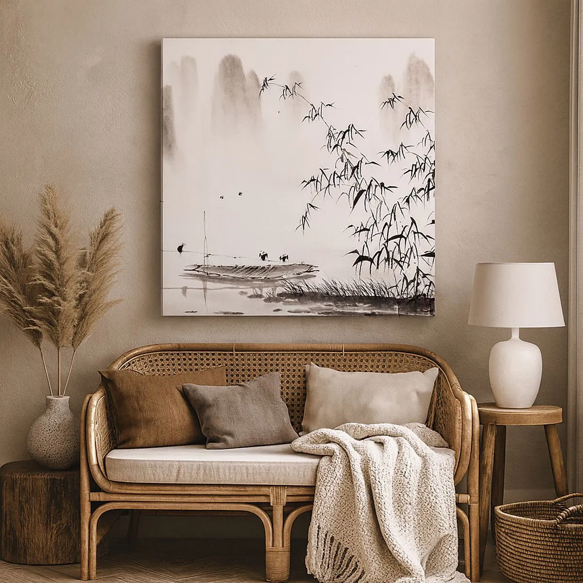 Tablou pe pânză - Liniștea câmpurilor de orez - 30x30 cm