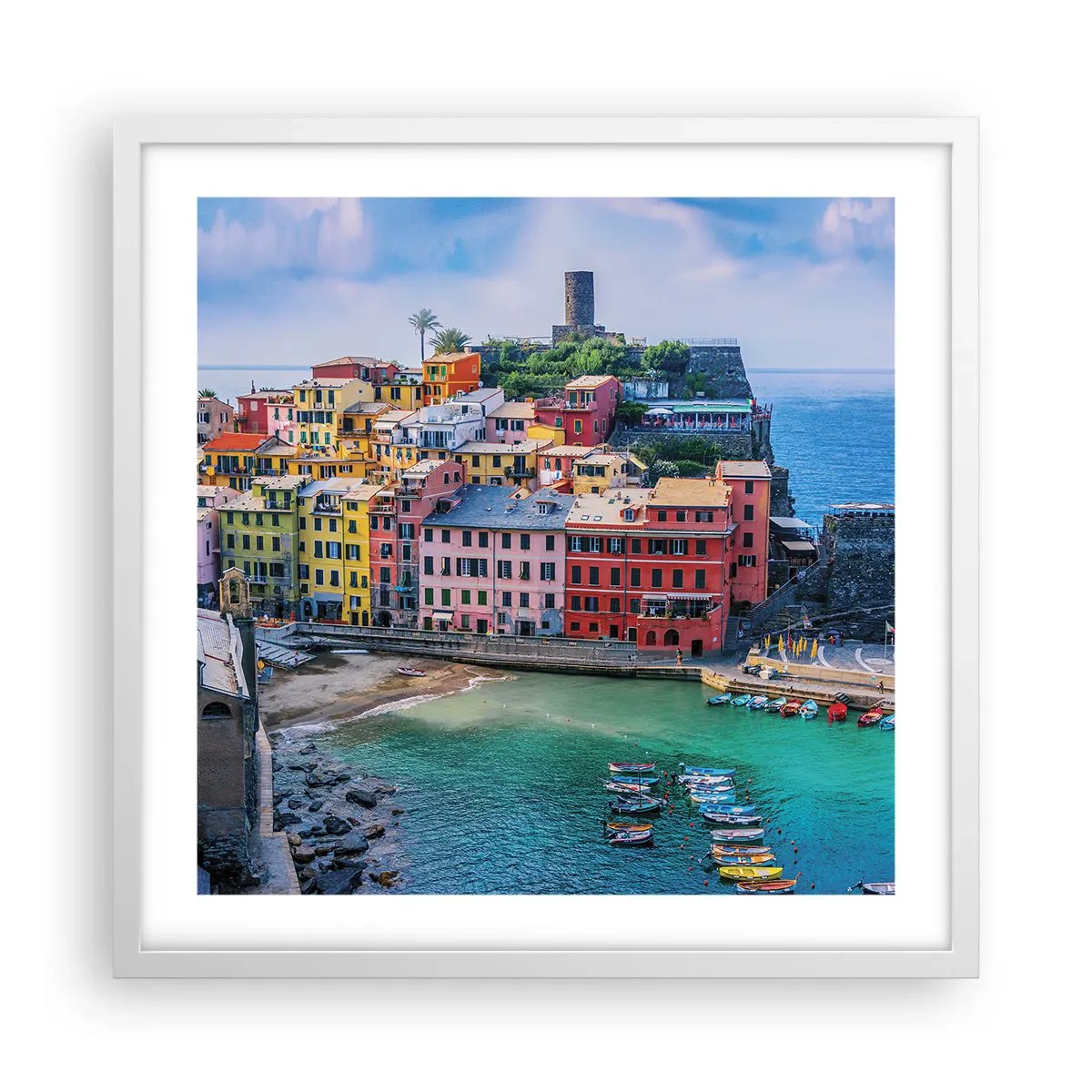 Poster în ramă albă - Orașul mediteraneean magic - 50x50 cm