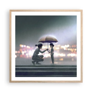 Poster în ramă de stejar deschis - Și totul este bine acum - 60x60 cm