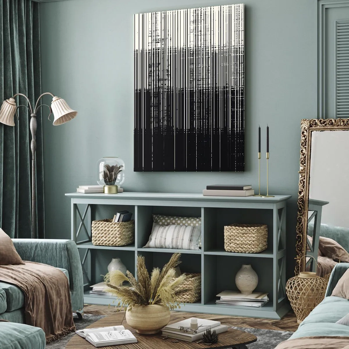 Tablou pe pânză - Valuri și vibrații - 55x100 cm