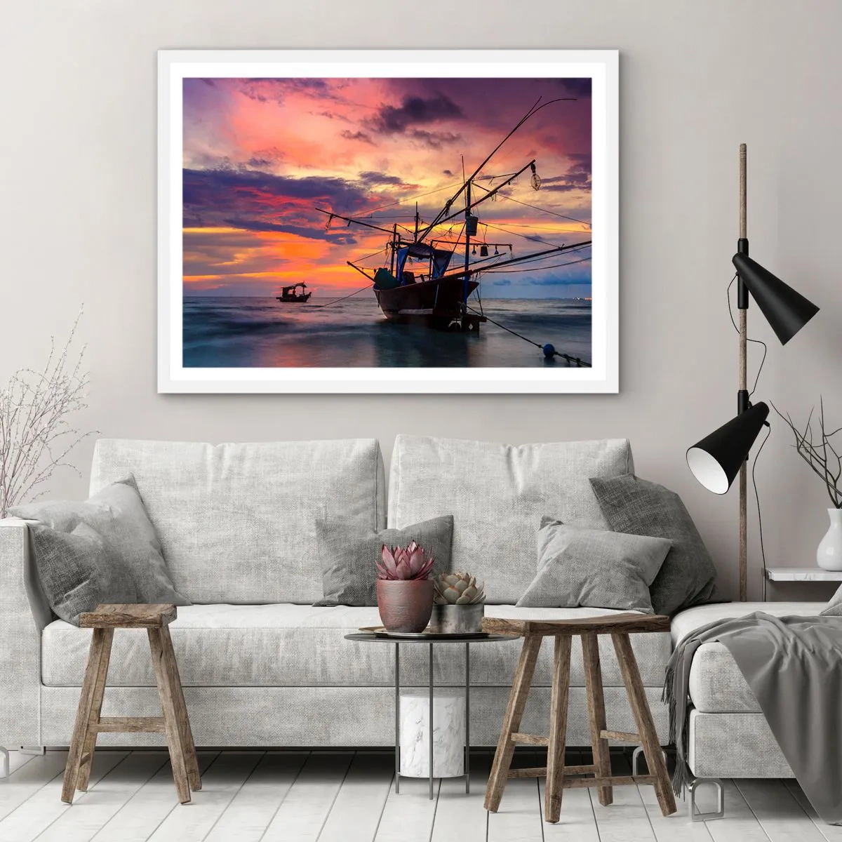 Poster în ramă albă - O seară exotică - 100x70 cm